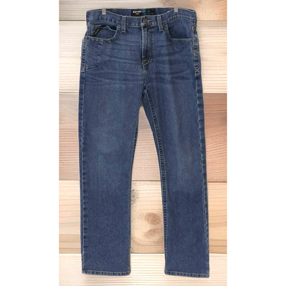 Ariat Rebar M7 Slim Straight Leg Jeans Men's 36x32 DuraStretch Blue Denim Cowboy